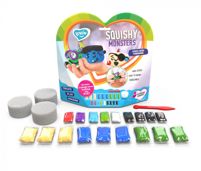 Set Air Clay pentru modelaj Lovin - 18 culori - Squishy Monsters [6]
