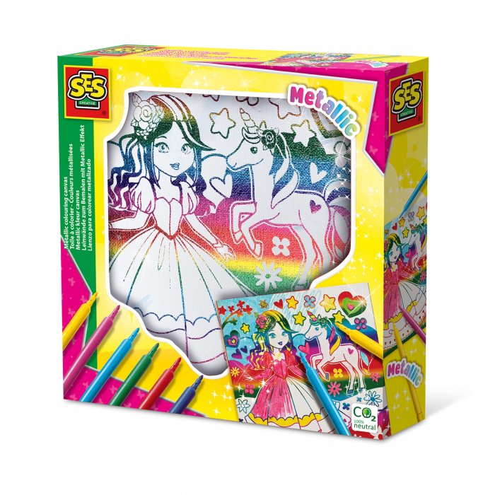 Set creativ copii de colorat pe panza printesa si unicorn cu efect metalic [1]