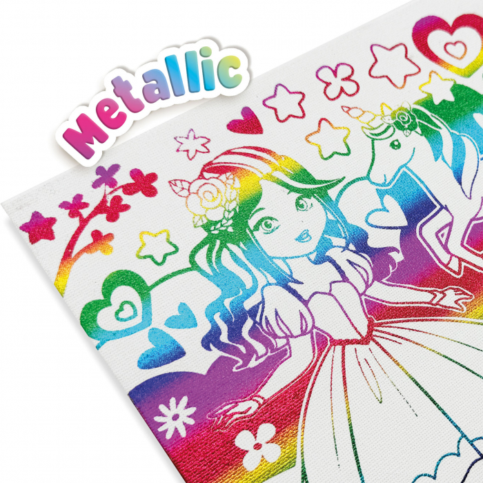 Set creativ copii de colorat pe panza printesa si unicorn cu efect metalic [4]
