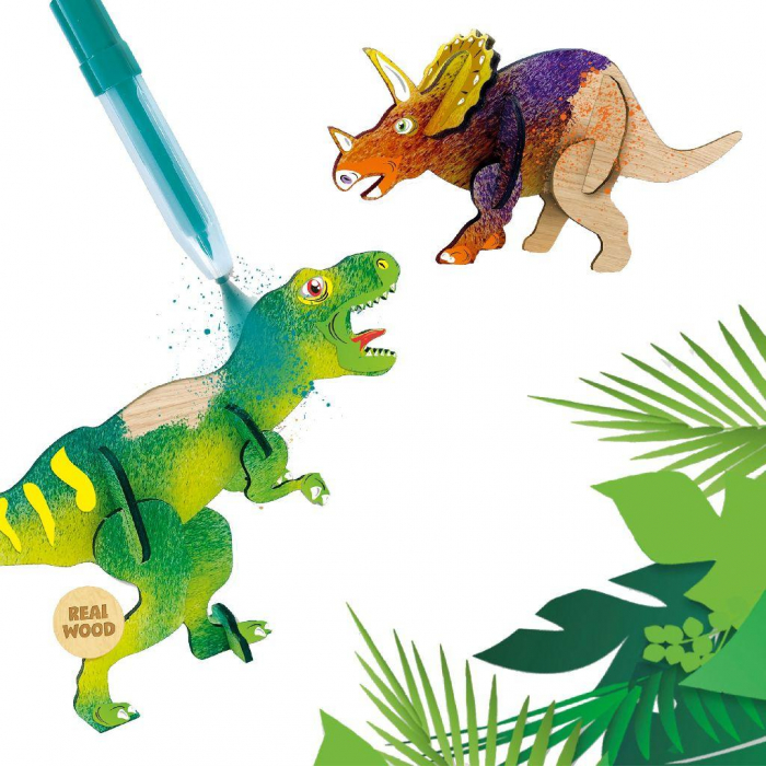 Set creativ - Desenez dinozauri din lemn cu markere cu aerograf [3]