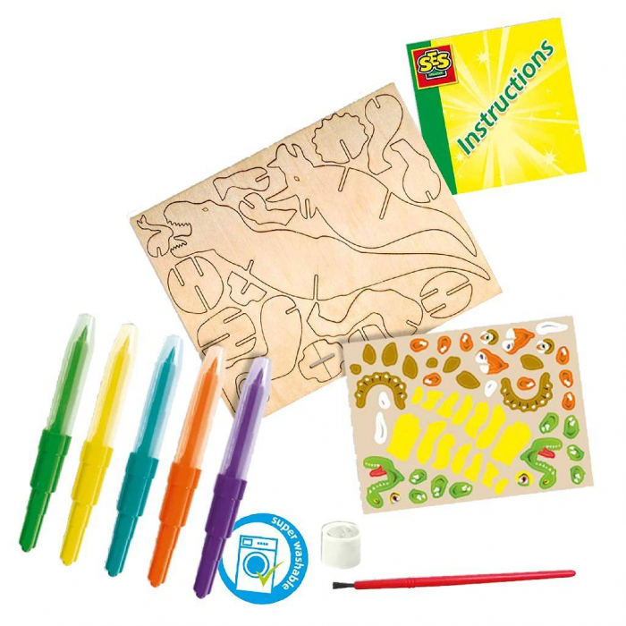 Set creativ - Desenez dinozauri din lemn cu markere cu aerograf [2]