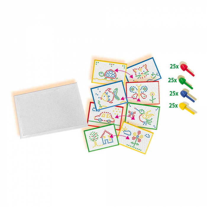 Set creativ mozaic - Tabla de jucarie mozaic cu pini colorati [4]