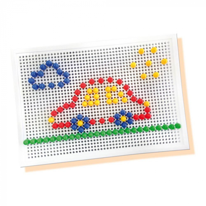 Set creativ mozaic - Tabla de jucarie mozaic cu pini colorati [7]
