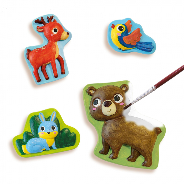 Set pentru copii cu mulaj si pictura cu animale din padure [2]