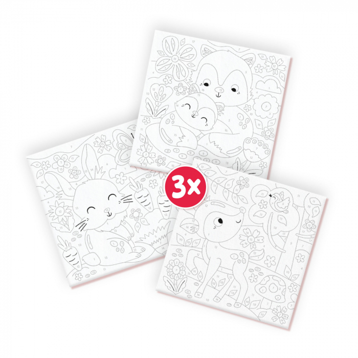 Set creativ - Pictura pe numere Animale din padure (3 panze) [4]