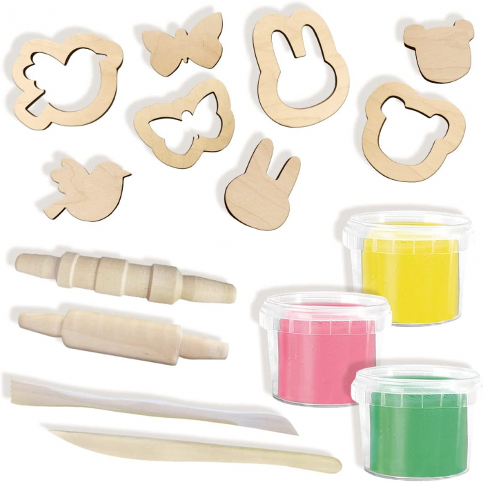 Set creativ - Plastilina eco cu unelte de lemn [4]