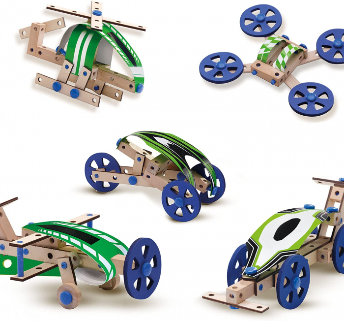 Set pentru copii de constructie vehicule din lemn (50 piese) [3]