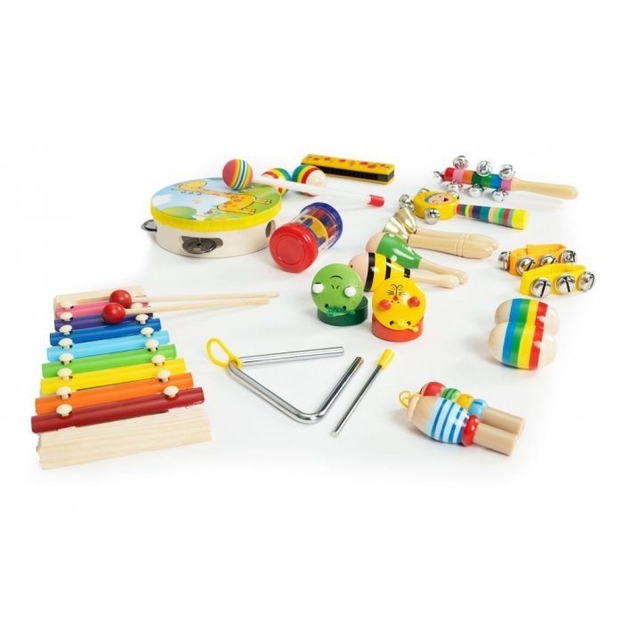 Set cu instrumente muzicale pentru copii din lemn, 14 instrumente, Ecotoys ESC-W-0243C [1]