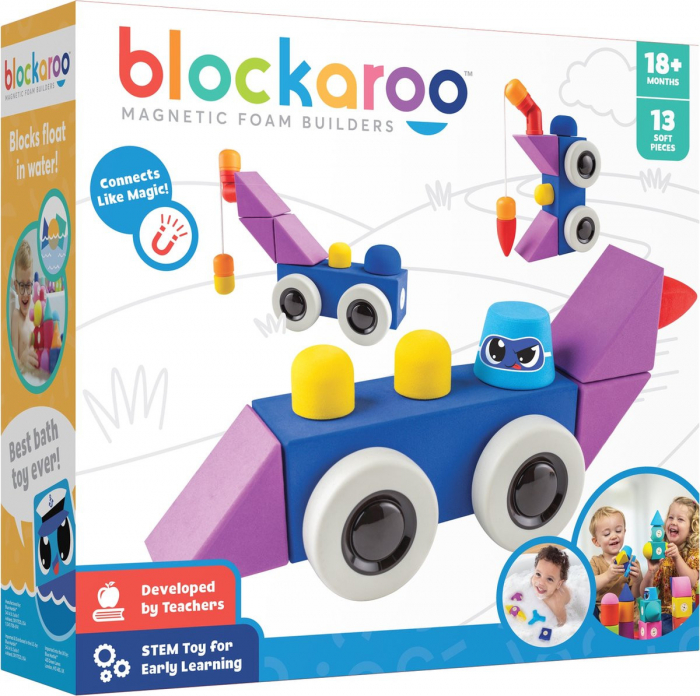 Set cuburi din spuma cu magnet Blockaroo, Automobil 13 piese [1]