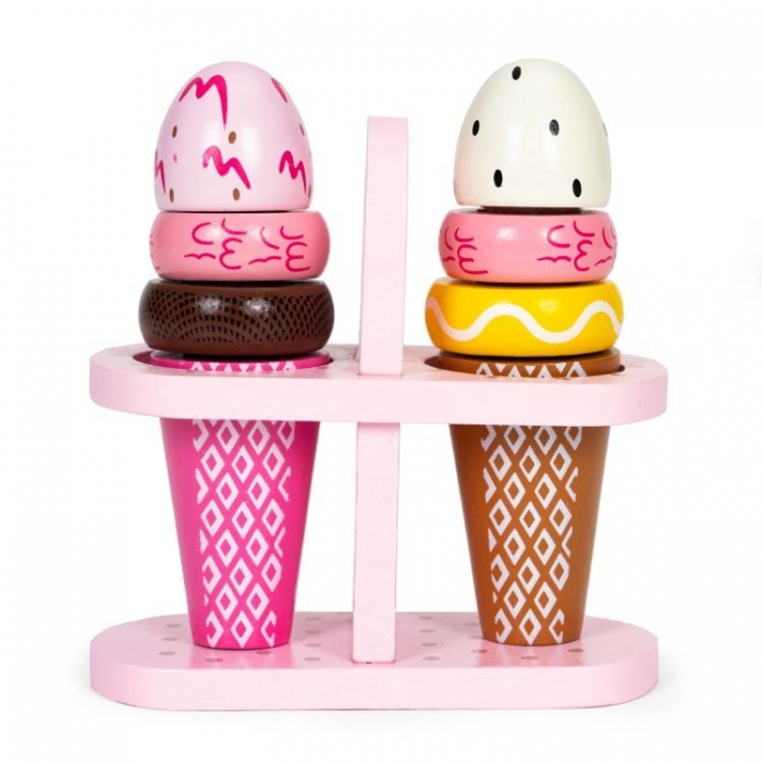 Set de 2 inghetate din lemn pentru copii, 9 elemente, Ecotoys TL12106 [1]