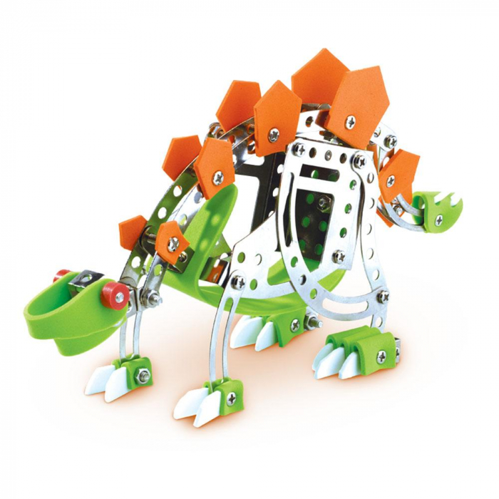 Set de constructie copii - Dinozauri din metal T-rex si Stegosaurus [3]