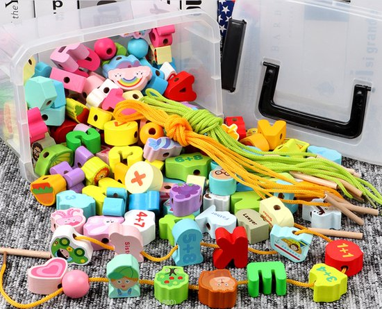 Set de piese din lemn pentru copii 42 elemente, animale, fructe si legume [2]