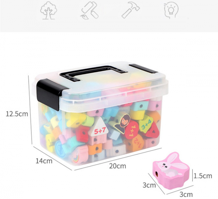 Set de piese din lemn pentru copii 42 elemente, animale, fructe si legume [7]