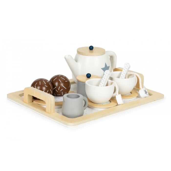 Set din lemn pentru a servi ceaiul, 17 elemente, Ecotoys W10B318 [1]