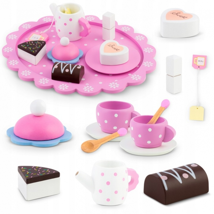 Set din lemn pentru servit ceaiul Ricokids RK-869 - Roz [1]