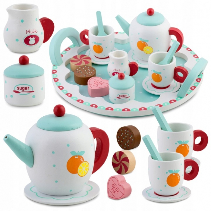 Set din lemn pentru servit ceaiul Ricokids RK-869 - Turcoaz [1]