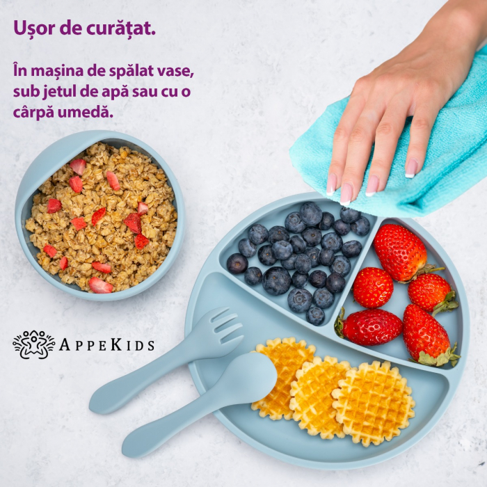Set Diversificare, AppeKids, 100% Silicon, Basic - Aqua Blue [4]