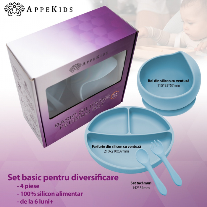 Set Diversificare, AppeKids, 100% Silicon, Basic - Aqua Blue [2]
