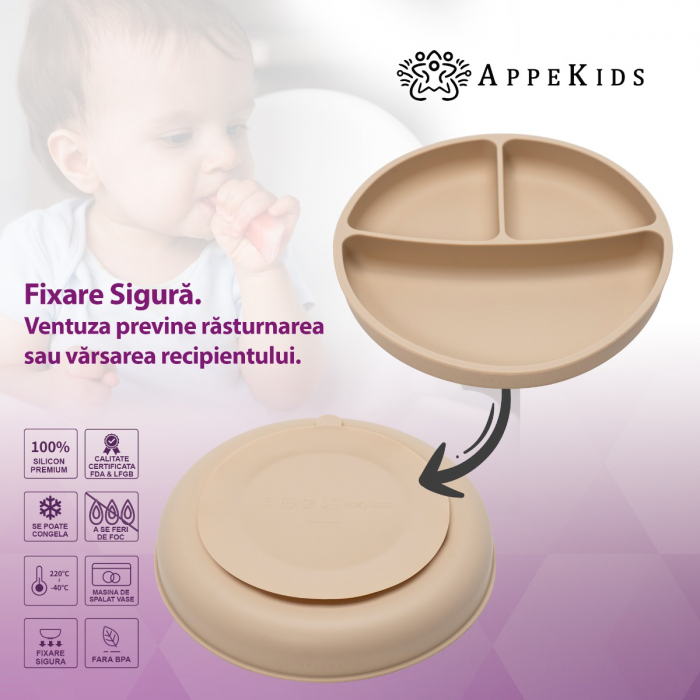 Set Diversificare, AppeKids, 100% Silicon, Basic - Bubble Beige [4]