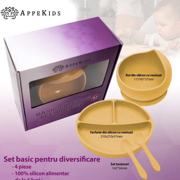 Set Diversificare, AppeKids, 100% Silicon, Basic - Honey [2]