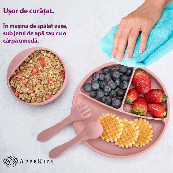 Set Diversificare, AppeKids, 100% Silicon, Basic - Old Rose [5]