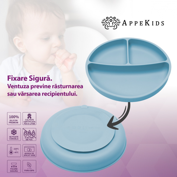 Set Diversificare, AppeKids, 100% Silicon, Classic - Aqua Blue [4]