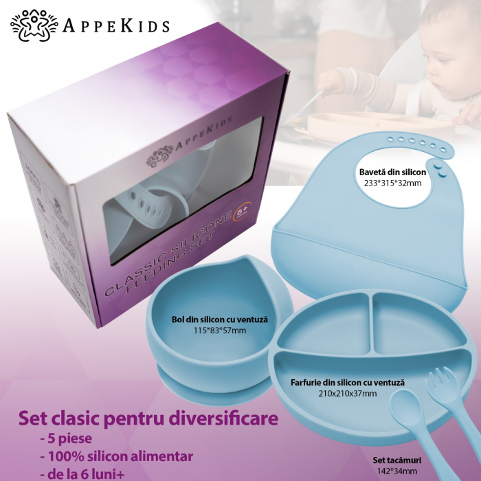 Set Diversificare, AppeKids, 100% Silicon, Classic - Aqua Blue [2]