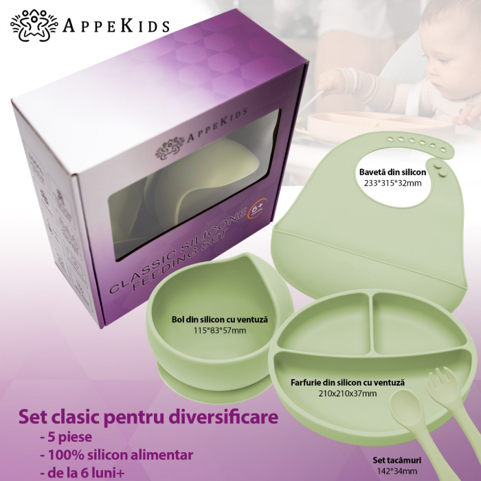 Set Diversificare, AppeKids, 100% Silicon, Classic - Raw Green [3]