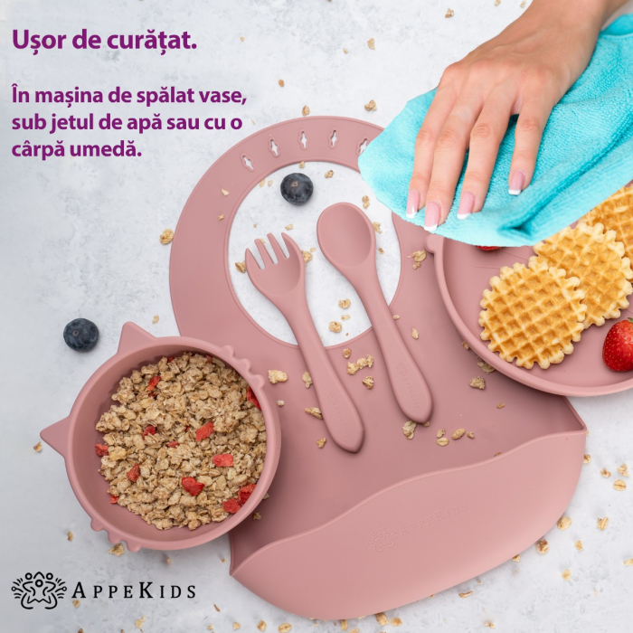 Set Diversificare, AppeKids, 100% Silicon, Kitty - Old Rose [5]