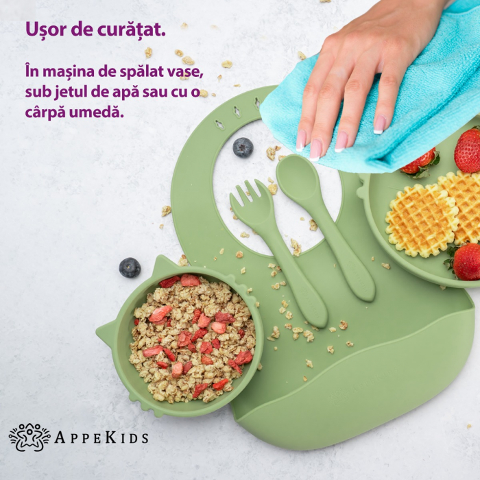 Set Diversificare, AppeKids, 100% Silicon, Kitty - Raw Green [5]