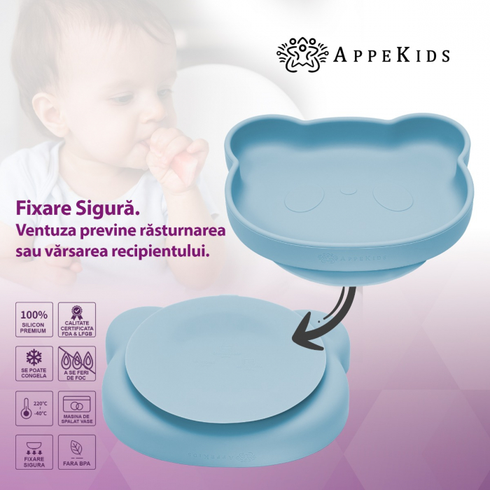 Set Diversificare, AppeKids, 100% Silicon, Panda - Aqua Blue [4]