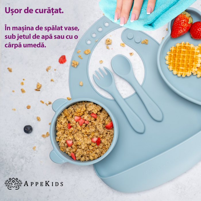 Set Diversificare, AppeKids, 100% Silicon, Panda - Aqua Blue [5]