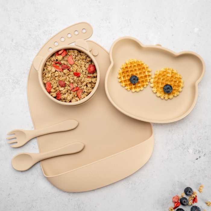 Set Diversificare, AppeKids, 100% Silicon, Panda - Bubble Beige [1]