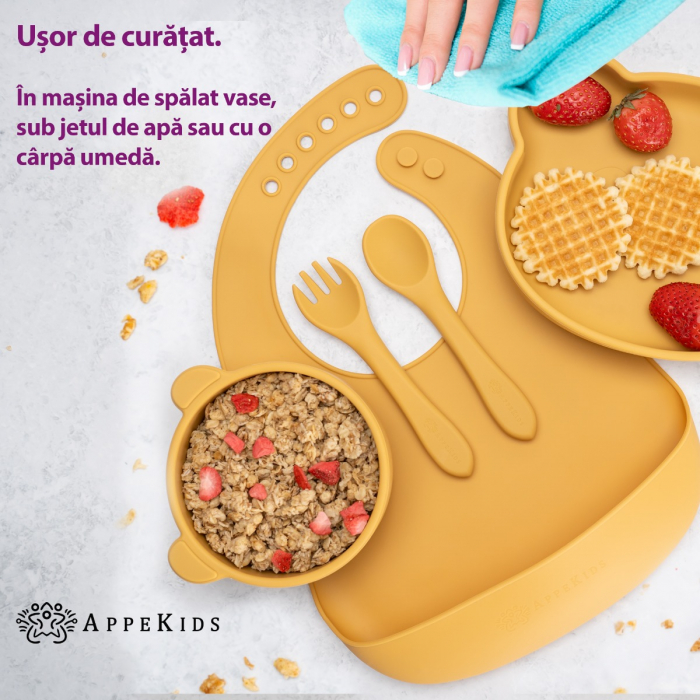 Set Diversificare, AppeKids, 100% Silicon, Panda - Honey [5]