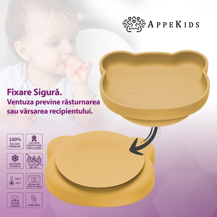 Set Diversificare, AppeKids, 100% Silicon, Panda - Honey [4]