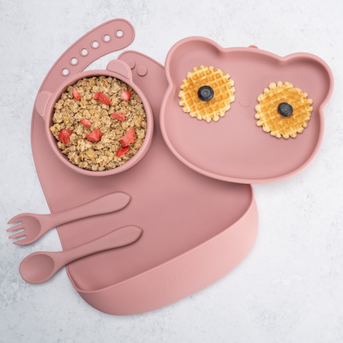 Set Diversificare, AppeKids, 100% Silicon, Panda - Old Rose [1]