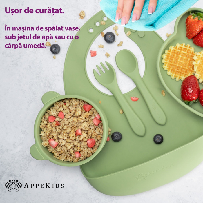 Set Diversificare, AppeKids, 100% Silicon, Panda - Raw Green [5]