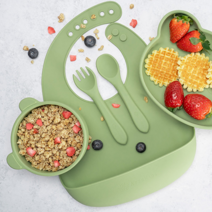 Set Diversificare, AppeKids, 100% Silicon, Panda - Raw Green [3]