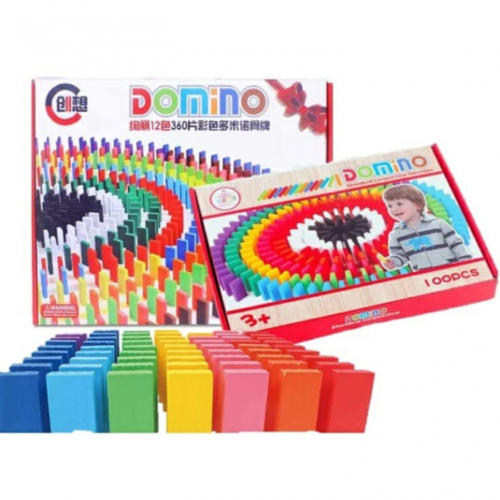 Set domino din lemn cu piese colorate [2]