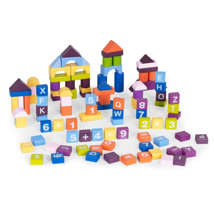 Set educational cu blocuri din lemn, 108 piese, Ecotoys ME434 [1]