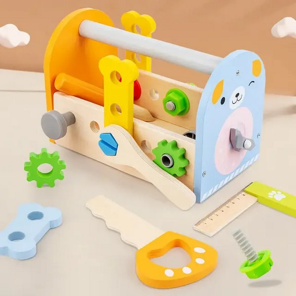 Set Educativ si Creativ DIY, Trusa din Lemn cu Scule [5]