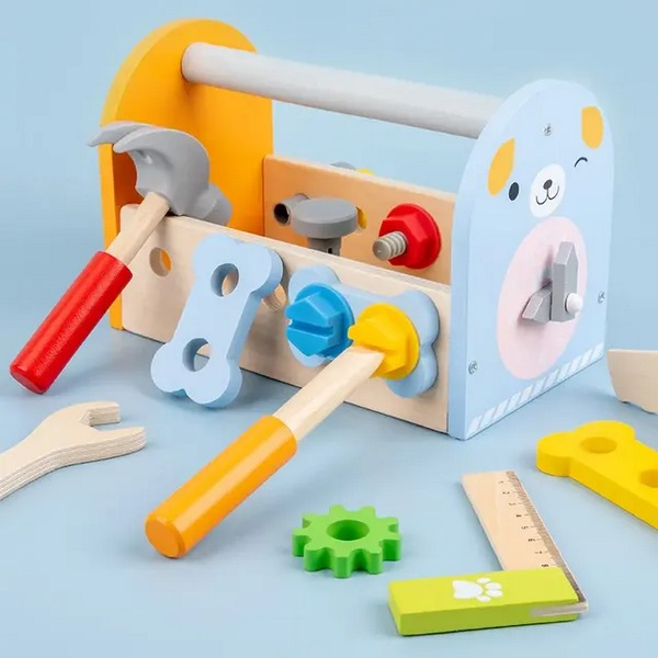 Set Educativ si Creativ DIY, Trusa din Lemn cu Scule [2]