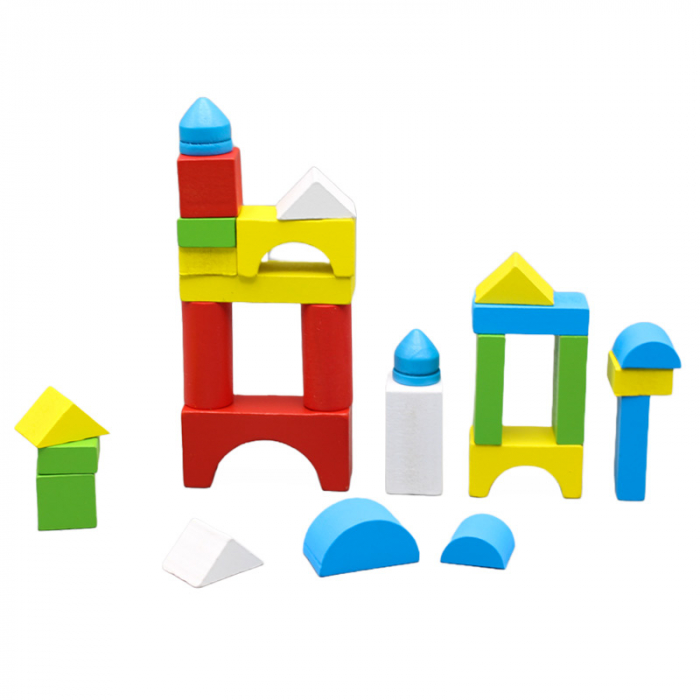 Set forme geometrice colorate din lemn [1]