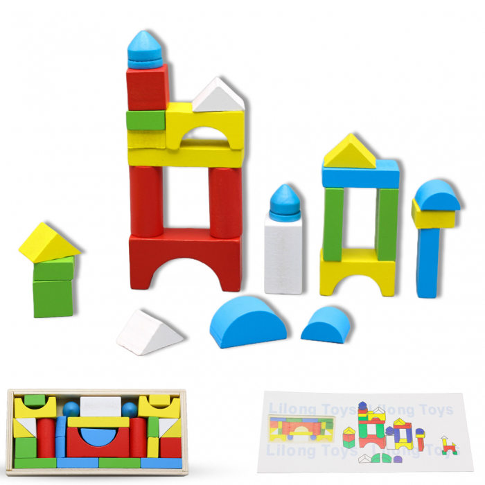 Set forme geometrice colorate din lemn [2]