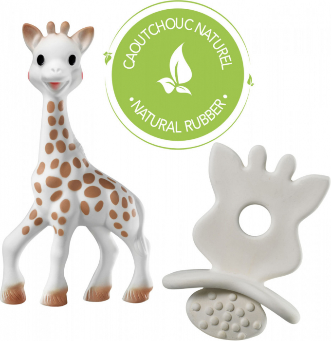 Set Girafa Sophie si figurina din cauciuc pentru rontait So pure [8]