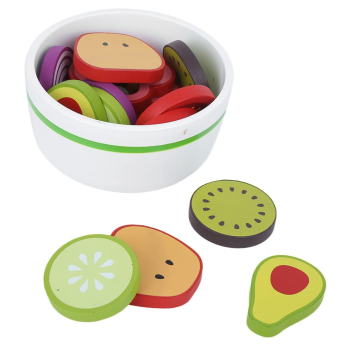 Set Joc de Rol din Lemn - Salata de Fructe și Legume, 21 Piese Multicolore pentru Bucătăria Copilului Tău [2]