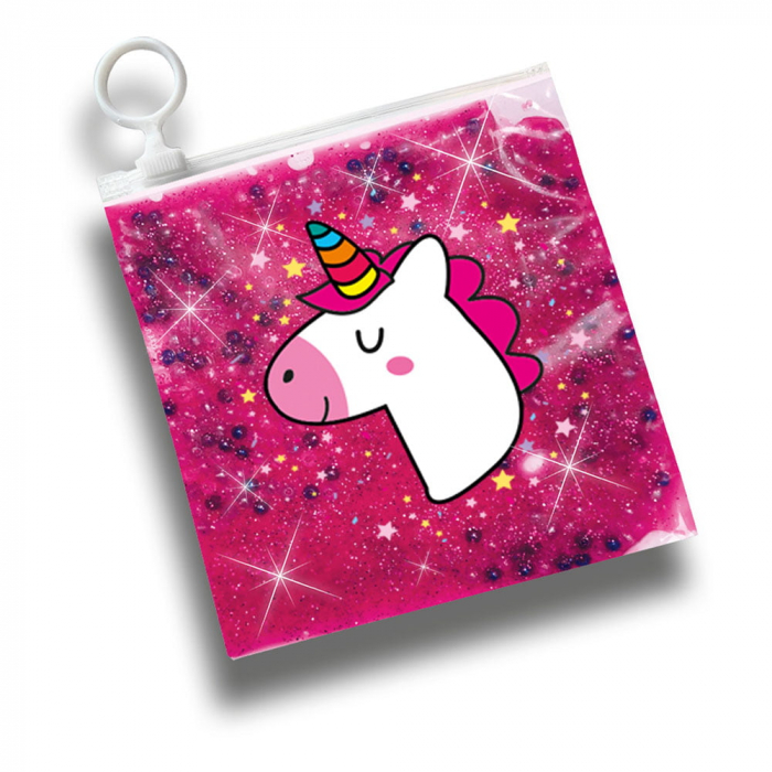 Set de mixat slime roz cu sclipici si margele - Unicorn [2]