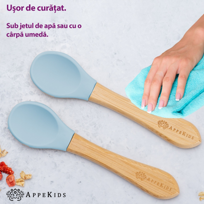 Set Lingurite din bambus, AppeKids - Aqua Blue [4]