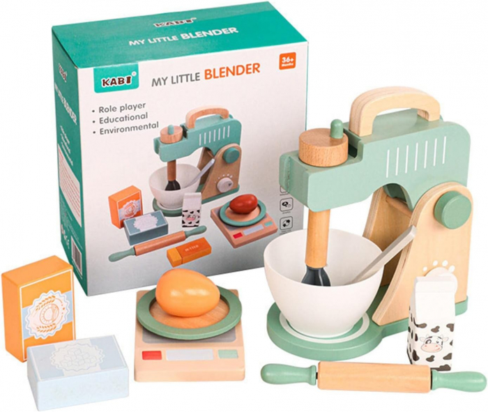 Set Montessori din Lemn, Blender/Mixer de Gatit cu Accesorii [2]