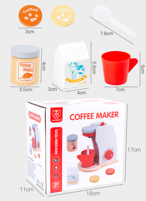 Set Montessori din Lemn, Espressor de Cafea cu Accesorii [10]